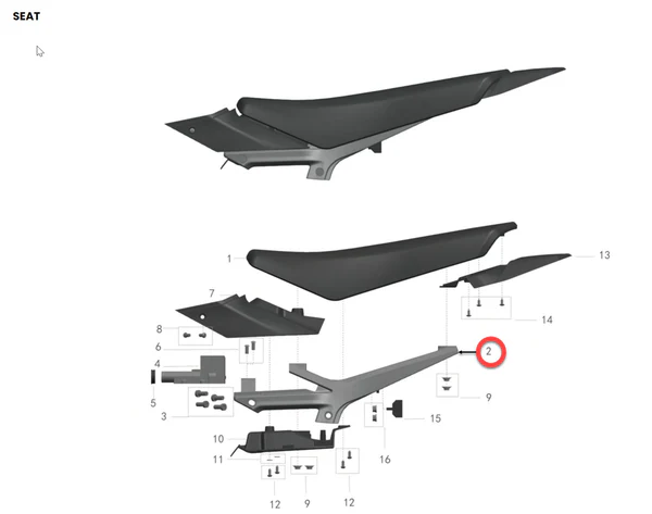 OEM Seat Subframe Black | Talaria Sting | MX3/MX4